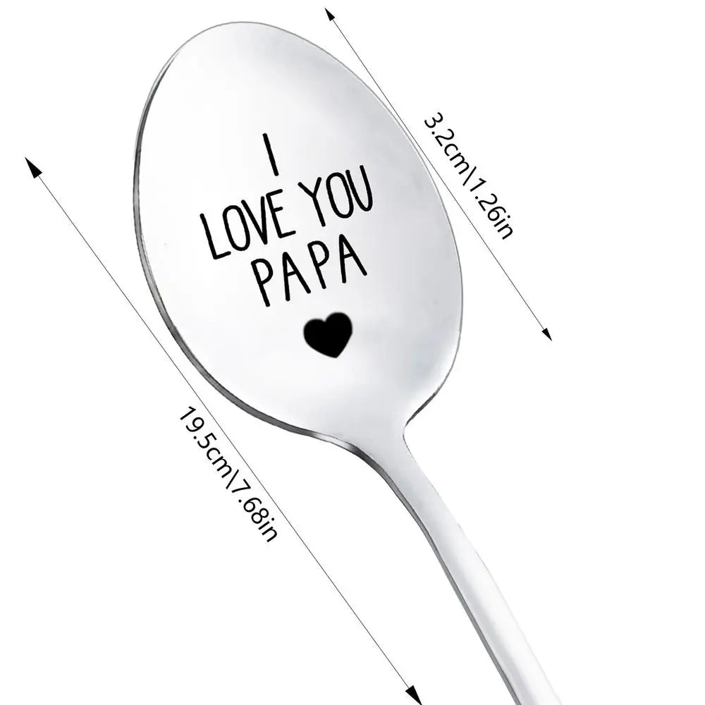 Dad Ice Cream Stainless Steel Engraved Coffee Spoon Cute Emotional Gift For Christmas Thanksgiving Father's Day Cool Gifts