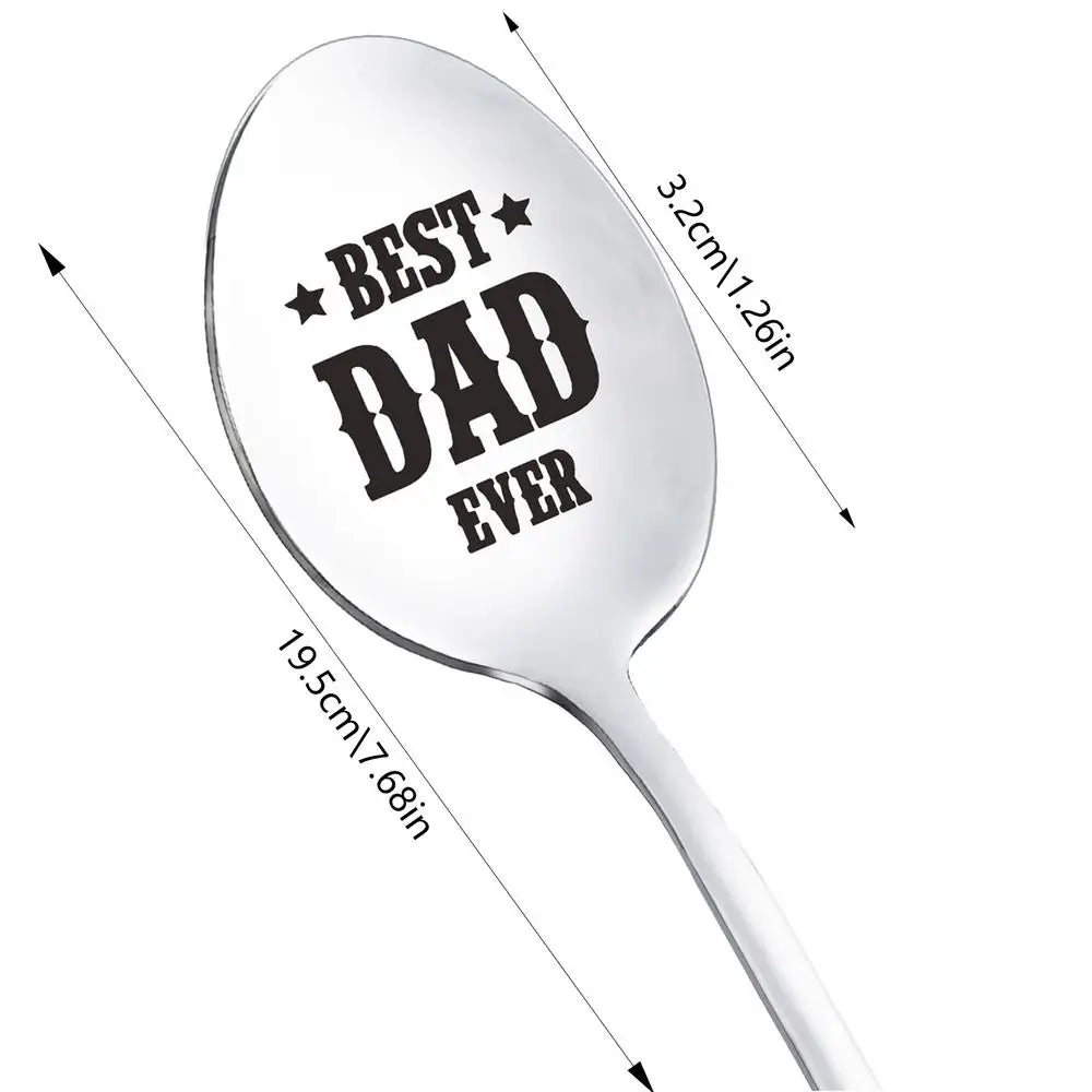 Dad Ice Cream Stainless Steel Engraved Coffee Spoon Cute Emotional Gift For Christmas Thanksgiving Father's Day Cool Gifts